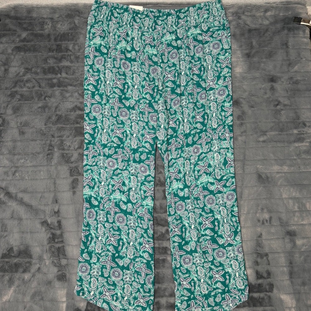 Style & Co Womens XXL Green Paisley Wide Leg Mid Rise Comfort Waist Pants NWT - Picture 1 of 9
